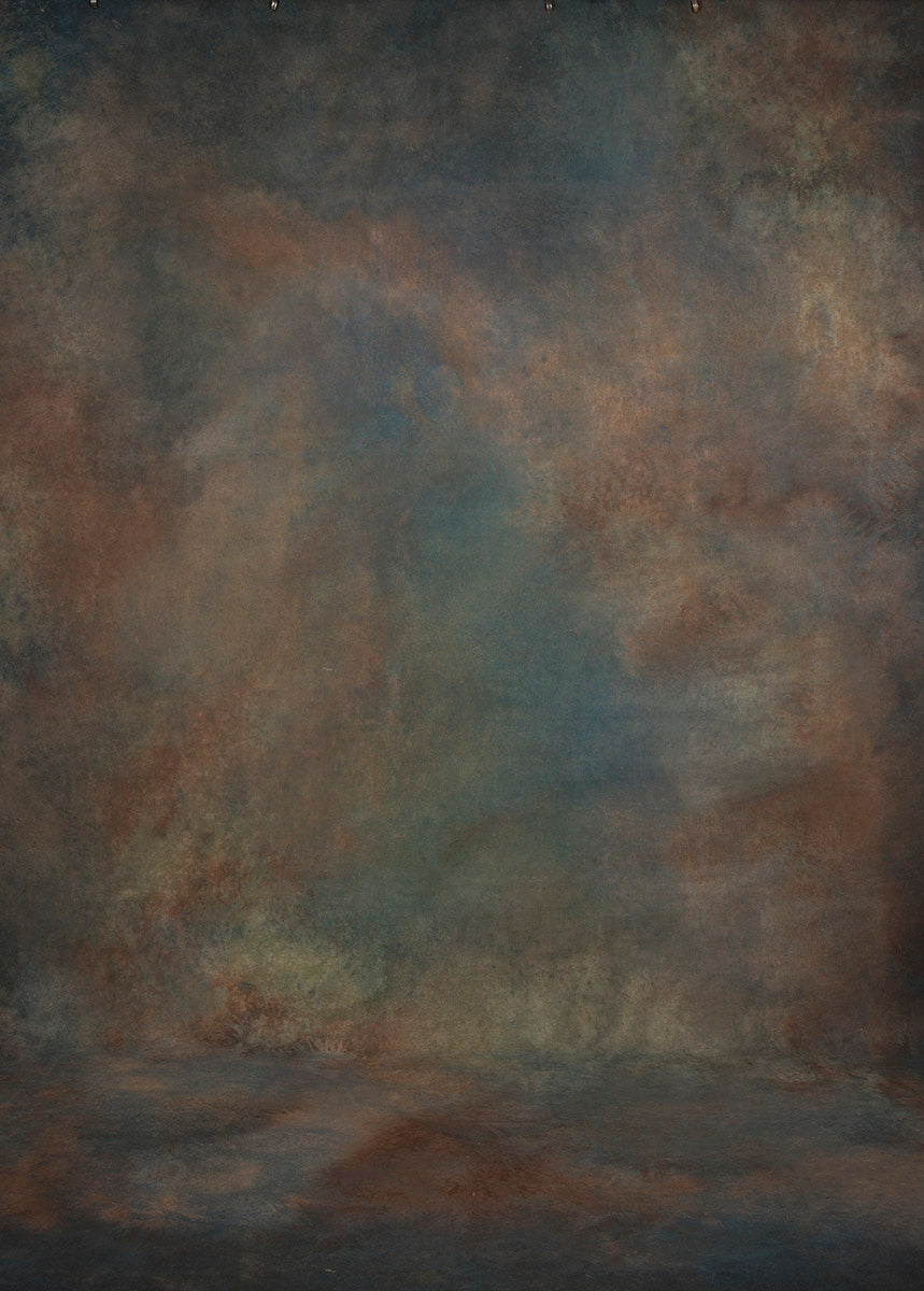 1464 Blue Brown Mid Text XL Size Hand Painted Backdrops