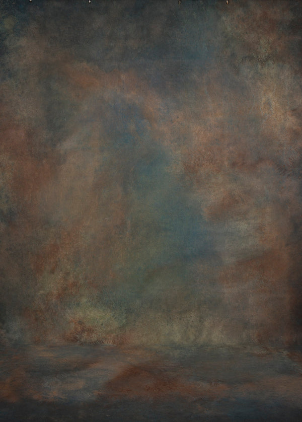 1464 Blue Brown Mid Text XL Size Hand Painted Backdrops