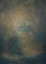 1466 Blue Ochre Mid Text XL Size Hand Painted Backdrops