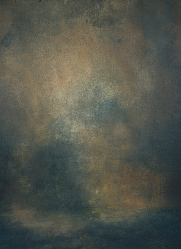 1466 Blue Ochre Mid Text XL Size Hand Painted Backdrops