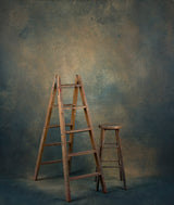 1466 Blue Ochre Mid Text XL Size Hand Painted Backdrops