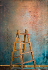 Blue Beige Mid Text Large Hand Painted Backdrop 15347