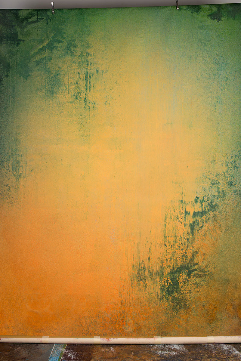Ochre Green Strong Text Large Size Hand Painted Backdrop 15350