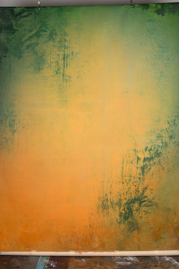 Ochre Green Strong Text Large Size Hand Painted Backdrop 15350