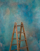 15671 Blue Green Mid Text Mid Size Hand Painted Backdrops