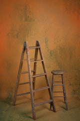 Ochre Green Hand Painted Backdrop Mid Text XXL Size 1363