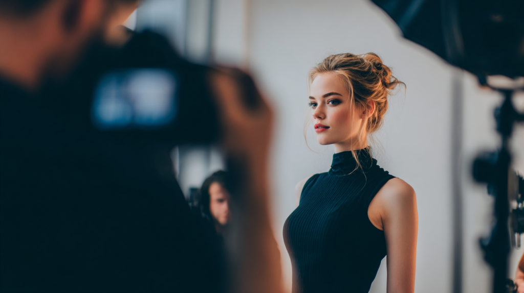 Girl posing for photographer