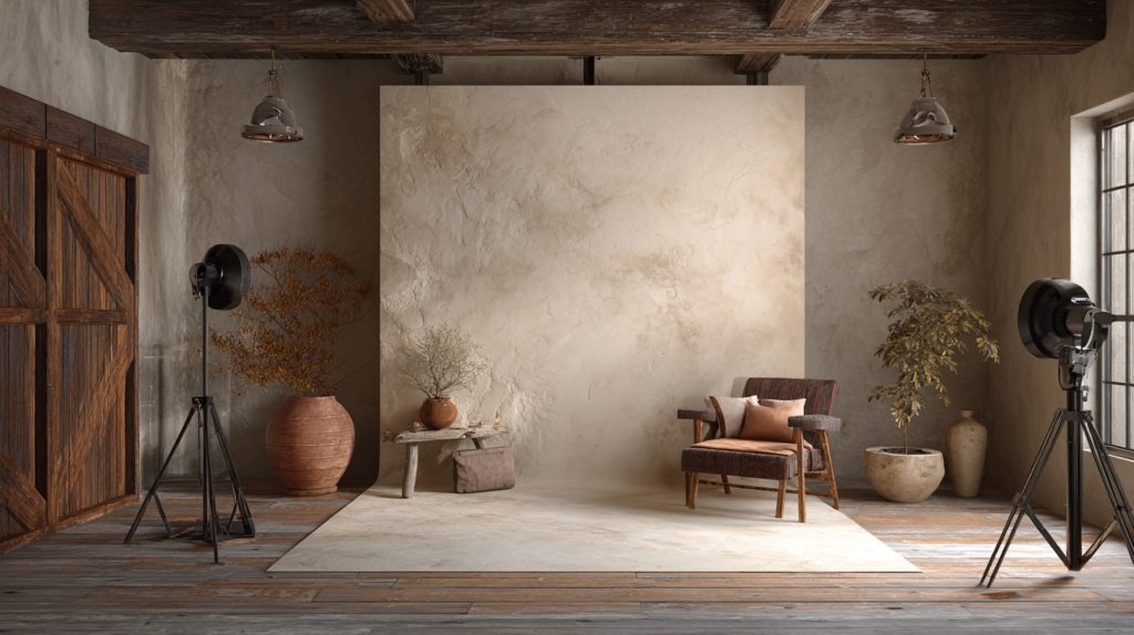 Beige Backdrop In Photo Studio 1