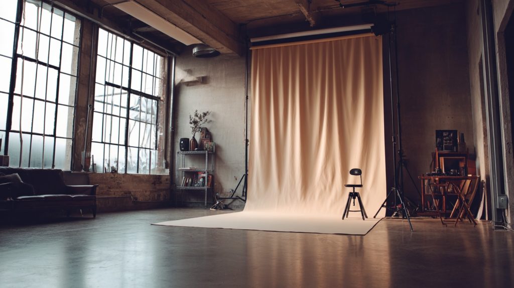 Beige Backdrop In Photo Studio 2