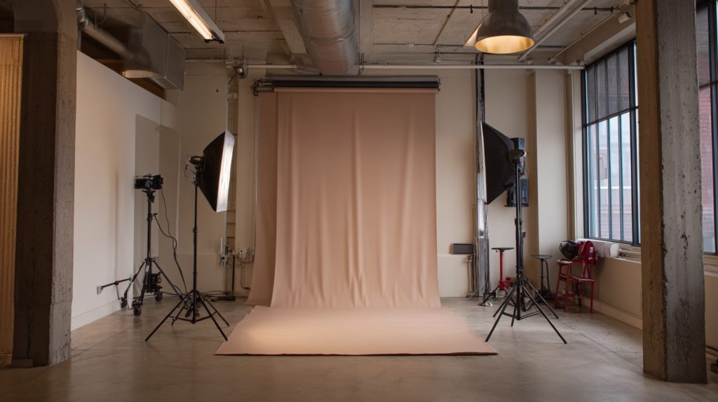 Beige Backdrop In Photo Studio 3